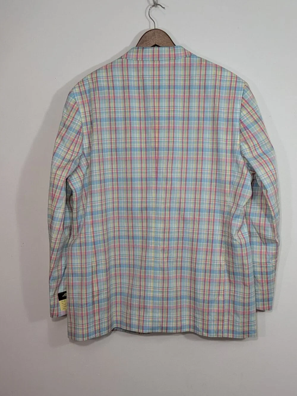 NWT Alan Flusser Pastel Plaid Sport Coat 46R Easter Wedding Preppy Madras Blazer